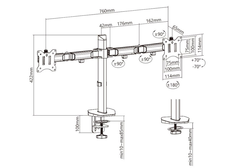  Exell EXi-M42  2-x  17"-32", VESA 100x100 ,  9 